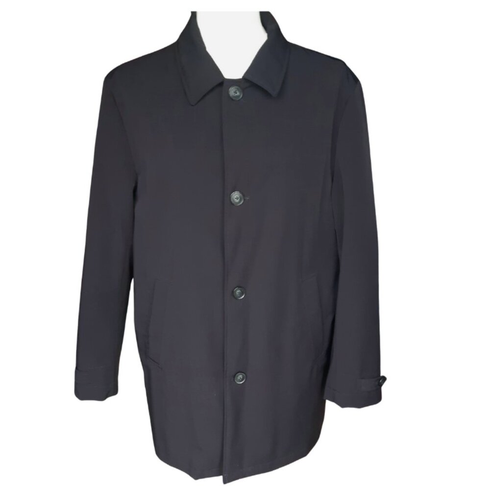 Calvin Klein SZ 42R Black Quilted Lined Men's Nylon Medium Length Overcoat